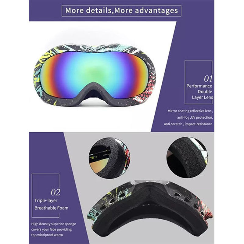 Children Snow Sports Eyewear Custom Ski Goggles Anti-fog Polarized Lenses 