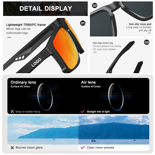 Sports Sunglasses CE UV400 Protection Cycling Running Glasses Polarized Mirror Lens PC Sport Goggles 