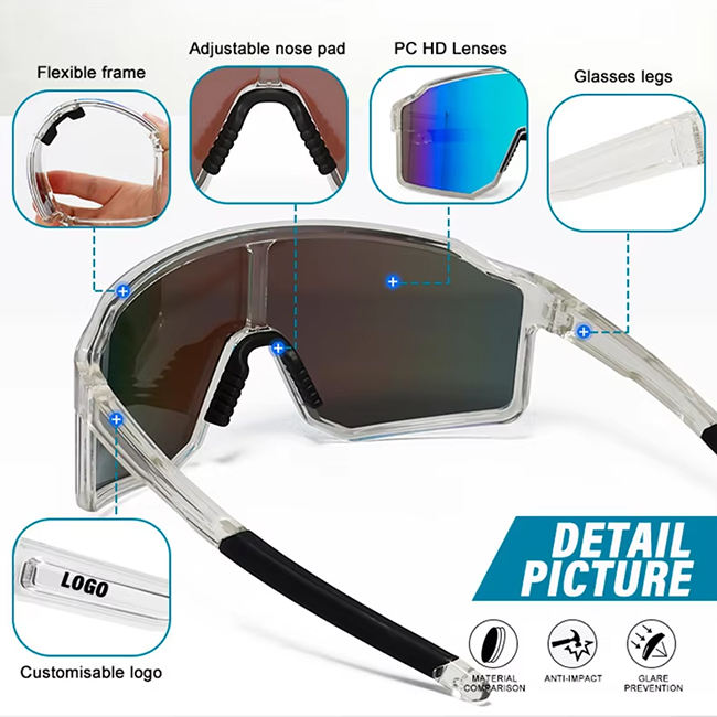 Sports Sunglasses CE UV400 Protection Cycling Running Glasses Polarized Mirror Lens PC Sport Goggles 